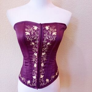 Charlotte Russe vintage Y2K purple embroidered lace up back corset top